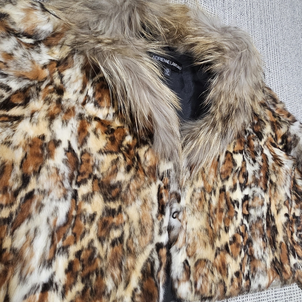SOLD Adrienne Landau Real Fur Cropped Coat - Leopard Print Bolero Jacket